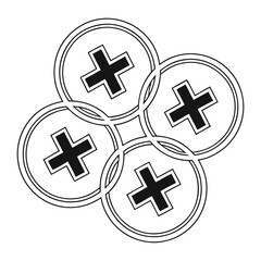 Abstract Circle Plus Sign Pattern Geometric Design Isolated On White Background