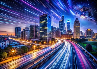 Fototapeta premium Mesmerizing Long Exposure Light Trails A Cityscape Symphony at Night