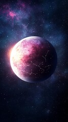 Obraz premium Enigmatic planet glowing in the vast sky surrounded by stars and cosmic wonders of the universe