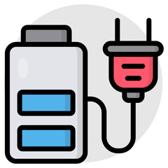 A flat design icon of electric battery