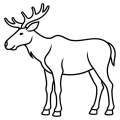 Single Line Moose Illustration in Vector