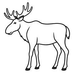 Single Line Moose Illustration in Vector