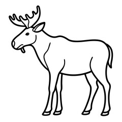 Single Line Moose Illustration in Vector