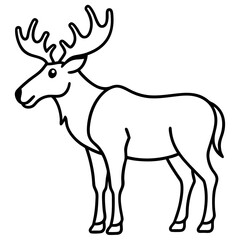 Single Line Moose Illustration in Vector