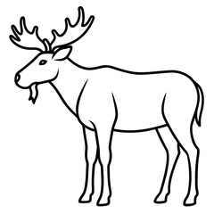 Obraz premium Single Line Moose Illustration in Vector