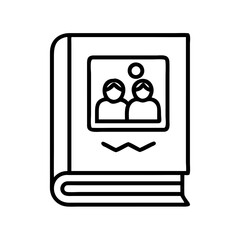 Family photo album scrapbook memory book keepsake line art vector illustration for graphic design asset use