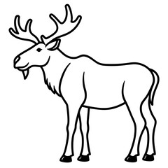 Single Line Moose Illustration in Vector