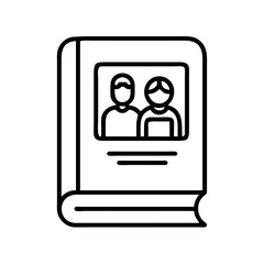 Family history book outline icon vector illustration for genealogy and ancestry research resource guide