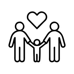 Family love icon vector illustration, family bonding, parents and child, happy family concept, outline style
