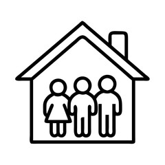 Family home icon vector illustration representing family values and housing in a simple line drawing style design