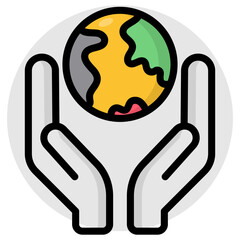 An colored design icon of global care