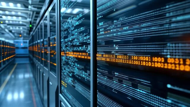 Digital Fortress: Immerse yourself in the world of data centers. Rows of servers hum with activity, a symbol of the digital age and the vast information that flows through them.