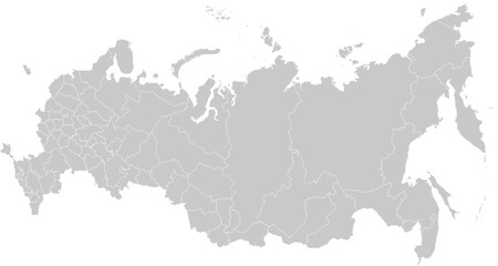 Fototapeta premium Russia administrative vector map with level 1 region boundaries – PPT-compatible & fully editable by region