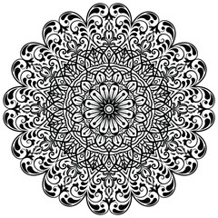 Beautiful mandala design for coloring book. Art on the wall. Decorative pattern in oriental style. 