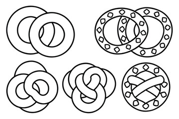  Pretzels Line Art Design Representing Delicious Crunchy Snack Creation