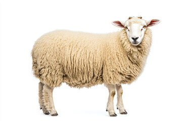 a sheep standing in front of a white background