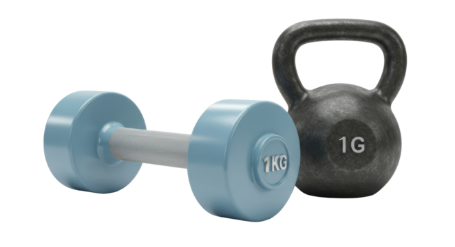Isolated Dumbbell and Kettlebell for Fitness Training