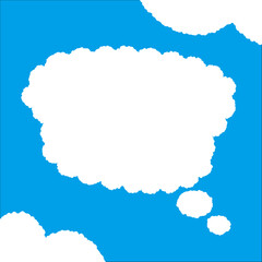 ちぎり絵のようにジワジワ滲んだラフなアウトラインの白い雲のようなフキダシ・フレームシリーズ。セリフや名札（ネーム）やワッペンに。ベクター素材