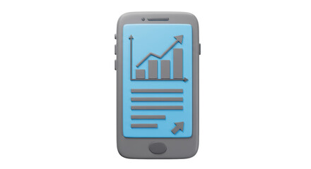 Isolated Mobile Phone Displaying Business Graph and Statistics