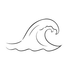 Ocean wave in black and white outline illustration