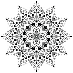 Abstract mandala pattern, round frame. Floral henna or mehndi style mandala design. Decorative pattern in oriental style.   