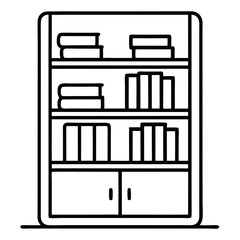 Bookshelf Line Art Drawing for Coloring Book Page