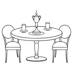 Dining Table Line Art Drawing for Coloring Book Page