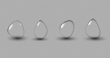 Transparent raindrops dripping down the glass.Realistic texture of wet condensation.Fresh water splash effect on the surface.Spreading liquid drops on transparent background. PNG