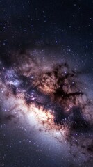 Fototapeta premium Enigmatic galaxy with a brilliant star in the background illuminating the cosmic darkness