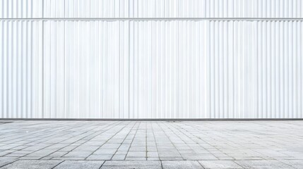Fototapeta premium A minimalist view of a clean white container wall, emphasizing its linear ridges.