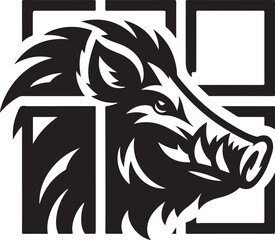 Wild Boar Square Blocks Logo Vector