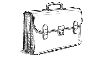 Briefcase Sketch Illustration on White Background