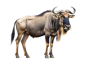 a large animal with horns standing on a white surface