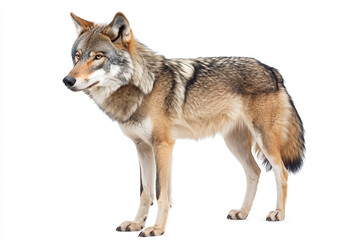 Fototapeta premium a wolf standing on a white surface with a white background