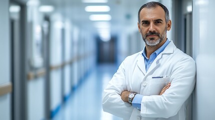 Doctor in hospital hallway