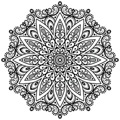 Abstract mandala pattern, round frame. Floral henna or mehndi style mandala design. Decorative pattern in oriental style.   