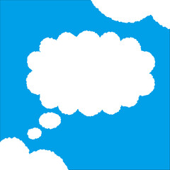 ちぎり絵のようにジワジワ滲んだラフなアウトラインの白い雲のようなフキダシ・フレームシリーズ。セリフや名札（ネーム）やワッペンに。ベクター素材