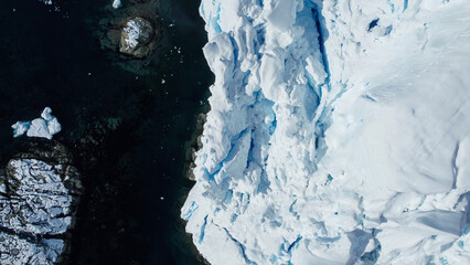 Antarctica mountains and ocean. South Pole. Antarctica seascape and landscape. Glaciers.