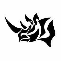 illustration design tribal art abstract tattoo rhino head with horn