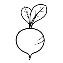 Beetroot Coloring Book Page – Line Art Outline Drawing for Vegetable Botanical Illustration