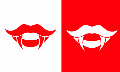 illustration design of mouth with fangs suitable for logo elements