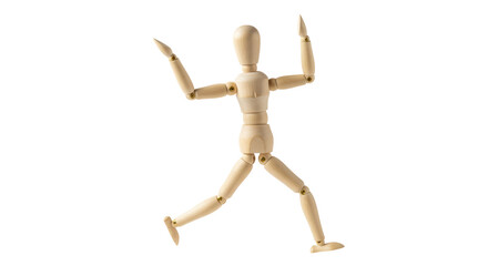 Isolated Wooden mannequin with raising hands