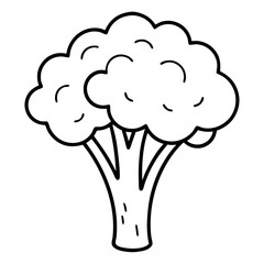 Broccoli Coloring Book Page – Line Art Outline Drawing for Vegetable Botanical Illustration
