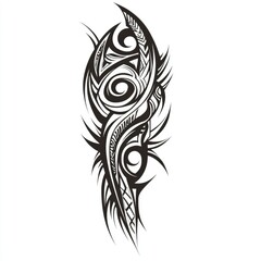 Obraz premium Intricate Tribal Tattoo Design in Black and White Vector Illustration