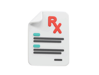 Medical prescription icon 3d rendering illustration. Prescription icon 3d rendering illustration