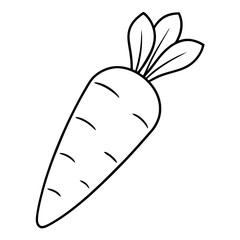 Carrot Coloring Book Page &ndash; Line Art Outline Drawing for Vegetable Botanical Illustration