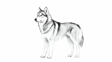Fototapeta premium drawing of a husky dog illustration