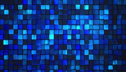Hightech digital grid in blue, featuring a uniform pattern of bright and dark squares, creating a cuttingedge, futuristic technology background