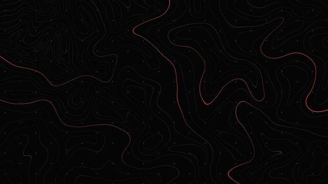 Topographic map style abstract liquid thin lines smooth motion background