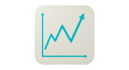 Isolated Stock Market Graph with Upward Arrow